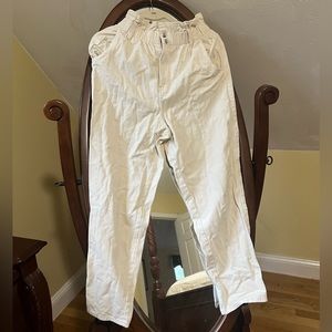 H&M  women’s Cream denim paperbag jeans pants